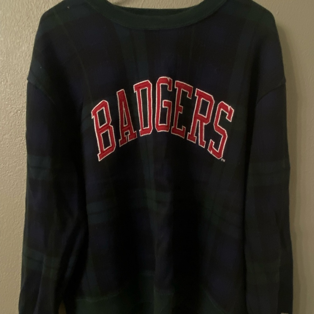 wisconsin badgers plaid crewneck sweatshirt XL